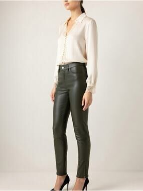 Jbrand Leather super skinny pants alpine green size 27 low rise Y2K ankle zip